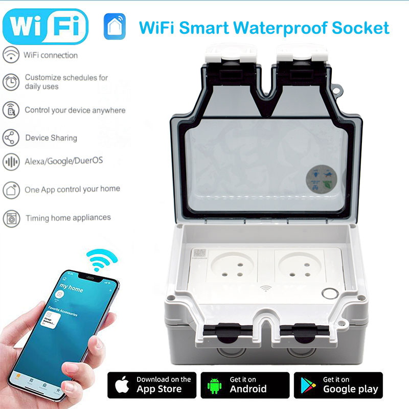 Outdoor Power Outlet Weatherproof - 16A Smart Socket IP66 Waterproof Plug