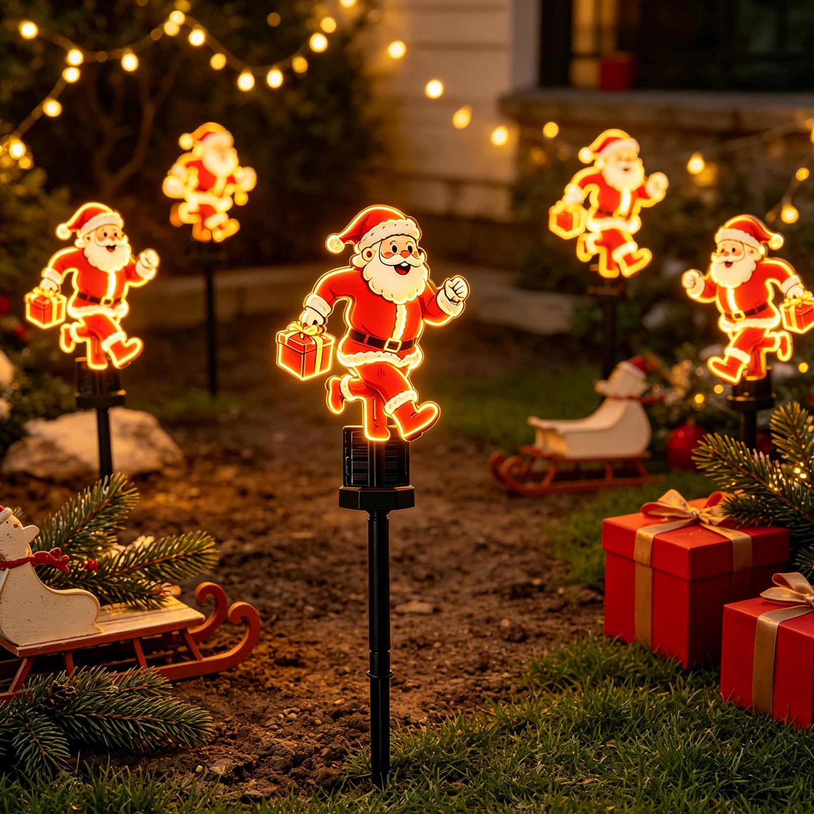 1Pcs Christmas Santa Claus Pat - огляд і ціна Outdoor Solar Power Xmas Lights