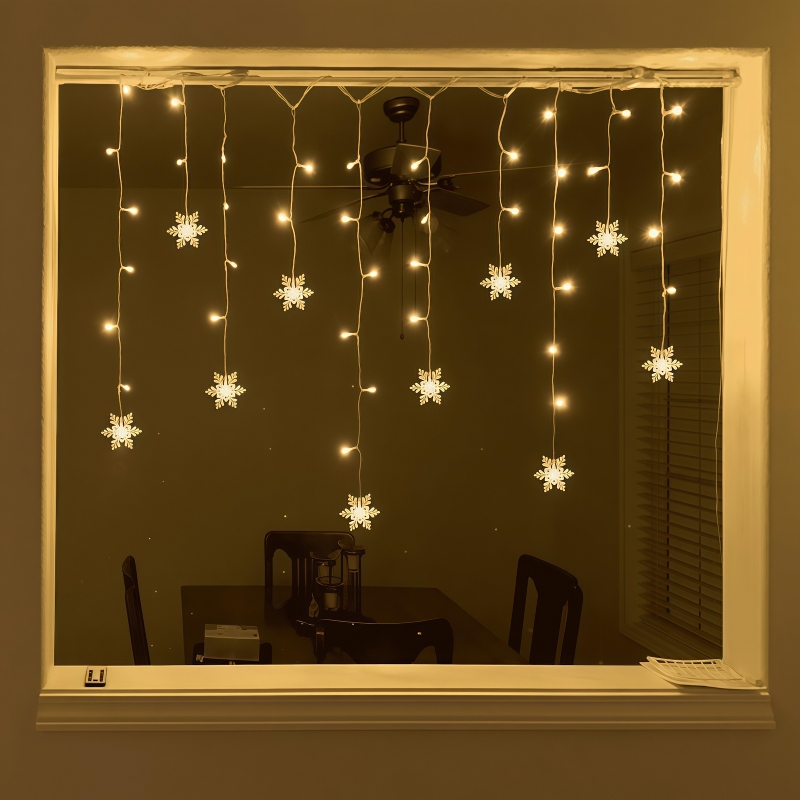 USB Powered Snowflake Curtain  - огляд і ціна Outdoor Solar Power Xmas Lights