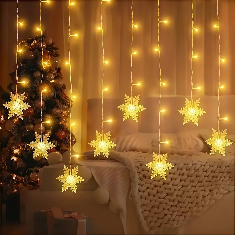 USB Powered Snowflake Curtain  - огляд і ціна Outdoor Solar Power Xmas Lights